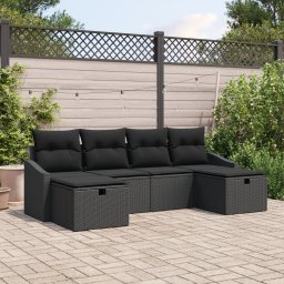 Gossi set canapea gradina cu perne negre din ratan poliester