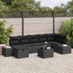 Gossi set canapea gradina cu perne negru ratan poli