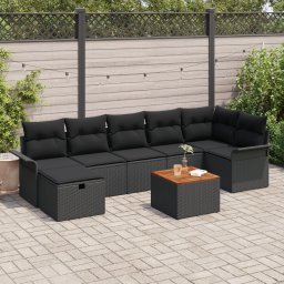 Gossi set canapea gradina cu perne negru ratan poli