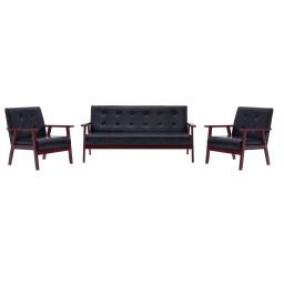 Gossi set canapea, 3 piese., negru, piele artificiala