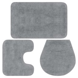 Gossi set covorase baie, 3 piese, gri, material textil