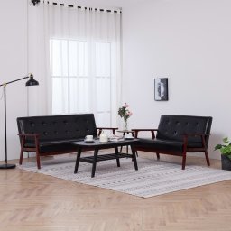 Gossi set de canapele, 2 piese, negru, piele ecologica