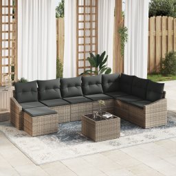 Gossi set de dining pentru gradina cu 8 piese si perne din ratan poly negru