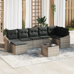 Gossi set de dining pentru gradina cu perne ratan polimer negru
