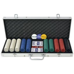 Gossi set de poker cu 500 de jetoane din aluminiu