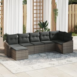 Gossi set dining gradina cu perne gri din ratan pe