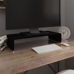 Gossi stand tv/suport monitor din sticla, negru, 60x25x11 cm