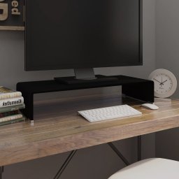 Gossi stand tv/suport monitor, sticla, 70x30x13 cm, negru