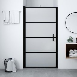 Gossi usa de dus, negru, 91 x 195 cm, sticla securizata mata