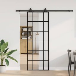 Gossi usa glisanta cu set de feronerie neagra 76x205 cm sticla esg