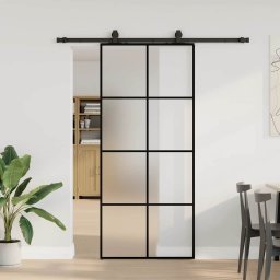 Gossi usa glisanta cu set de feronerie neagra 90x205 cm sticla esg