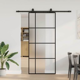 Gossi usa glisanta cu set de feronerie neagra 90x205 cm sticla esg