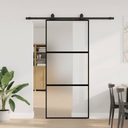 Gossi usa glisanta cu set feronerie neagra 90x205cm sticla securizata