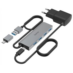 HAMA USB 3.2 Gen1 HUB 1:4 Port + 1Type-C 5GB/s + USB Type-C OTG