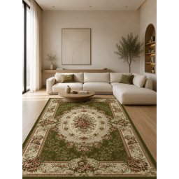 Covor Lotos 1529-310, Marime 120 x 200 cm, Verde, Inaltime Fir 8 mm, Antialergic, Polipropilena, Living, Dormitor, Sufragerie, Birou