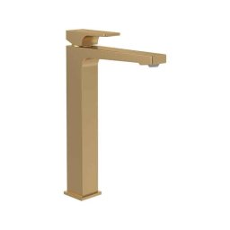 Baterie înaltă pentru lavoar Villeroy&Boch, Architectura Square, cu ventil click-clack, brushed gold