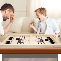 Joc Pucket Game, Hokey Slide, Foosball, din lemn, 55,5 x 28,5 cm