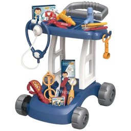 Jucarie Trusa Doctor Troller cu roti , set medical cu accesorii, albastru