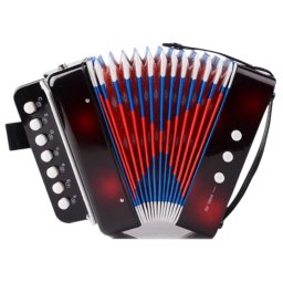 Acordeon de jucarie pentru copii, instrument muzical fara baterii, negru