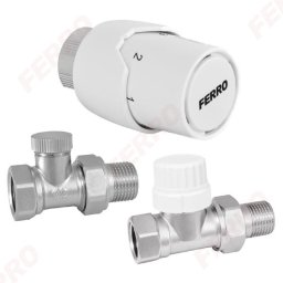 Set robineti radiator drepti 1/2" tur termostatic+retur+cap termostat GT20