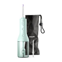 Irigator oral Irigator bucal tip dus bucal cu tehnologie QuadStream, portabil, 2 moduri de curatare, 3 niveluri de intensitate , include 2 x capete de curatare si 1 x husa trasport, verde menta