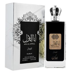 Nusuk Ana Al Awwal Men - Apă de parfum (EDP), 100 ml - Categorie olfactivă: Woody/fruity - Note vârf: Bergamotă, Frunze de coacăz, Măr, Ananas - Note mijloc: Fructe de pădure roz, Mesteacăn, Patchouli, Iasomie