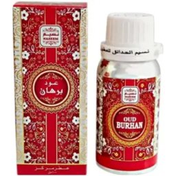 Naseem Oud Burhan BOR - 100 ml - Categorie olfactivă: Oriental-Floral / floral-acvatic-spicy - Note vârf: Frunze verzi/neroli, Note condimentate, Șofran - Note mijloc: Floral (trandafir/iasomie), acvatic - Note bază: Oud, Mosc, Santal, Patchouli