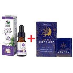 Cannaline Set CBD Somn linistit Stres Anxietate Relaxare Ulei canabis 35% Plant of Remedy cu Musetel si Lavanda + Ceai
