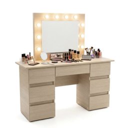 Masa de machiaj Vanessa, oglinda LED, 7 sertare, 130 cm, zebrano, Artool