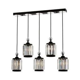 Candelabru suspendat pe cablu CRYSTALLINE, 5 x E27, max. 40 W, 230 V, negru
