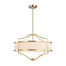 Lustră pe tijă STESSO, 4xE27/15W/230V, Ø 55 cm, alamă/alb - Open Design OR80933
