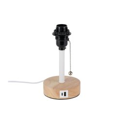 Brilagi - Lampă de masă TABLON cu port USB 1xE27/25W/230V stejar/alb