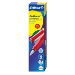 Stilou Pelikano, Penita L, Grip Ergonomic, pentru Stangaci + 1 Patron Mare Albastru, Culoare Rosu, in Cutie Carton