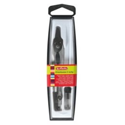 Compas Metalic, Maner Plastic, Negru + Rezerve Mina, Herlitz