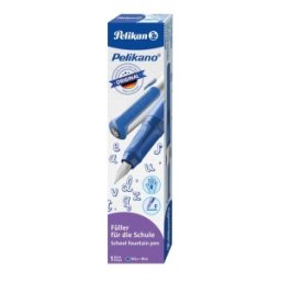 Stilou Pelikano, Penita F, Grip Ergonomic, pentru Dreptaci, cu 1 Patron Mare, Albastru, in Cutie de Carton