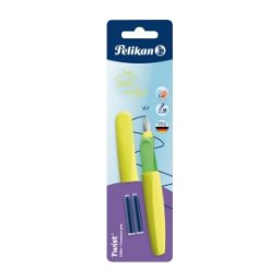 Stilou Twist Galben Neon, cu Grip Ergonomic, 2 Rezerve Albastre, Blister