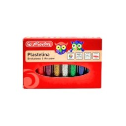 Plastilina Herlitz, 8 Culori Glitter, Cutie de Carton