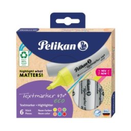 Textmarker 490 ECO, 6 Culori Neon, in Cutie de Carton