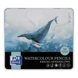 Creioane Colorate Oxford Watercolour, 24 Culori, in Cutie Metal, Colectia Artistic