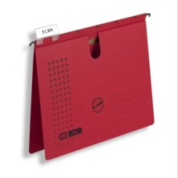 Dosar Suspendat cu Sina Elba Ultimate A4, Carton 240 g / mp, Blue Angel, 200 File, Orificiu Manevrare, Porteticheta, Rosu