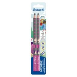 Creion Grafit, Lacuit Combino, Gros, Invata sa Scrii, Mina B, Roz, 2 Bucati / Blister