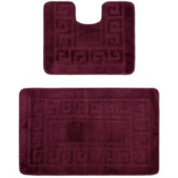 Set 2 Covorase pentru Baie, Visiniu, 50 x 80 cm, 40 x 50 cm, Antiderapante, Ethnic 2576