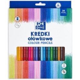 Creioane Colorate Triunghiulare, Varf 3 mm, 24 Culori + Ascutitoare, Oxford Kids