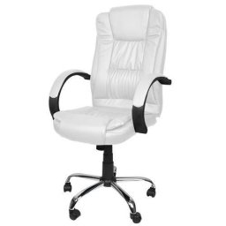 Scaun de birou, rotativ, functie tilt, piele ecologica, otel, alb, max 130 kg, 60x60x113/123 cm, Malatec GartenVIP DiyLine