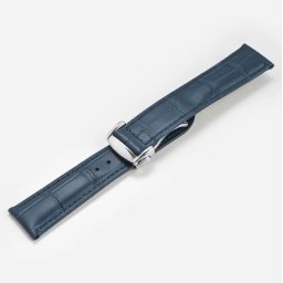 Curea piele deployant albastră tip OMEGA 19mm