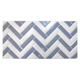 Panou decorativ, PVC, model zig-zag 3D, alb-albastru, 96x48.5cm