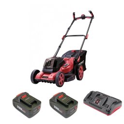 Masina de tuns iarba, gazon, electrica, motor fara perii, 2 acumulatori 4 Ah, incarcator 2x20V Li-ion, 40 cm, Worcraft