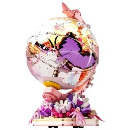 Set de construit, Glob Butterfly, decor cu lumina, 657 piese