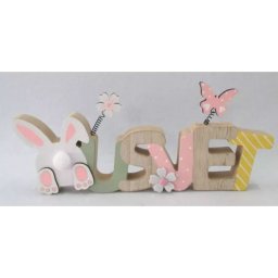 Decorațiune de lemn „Paște” cu iepuraș - 30 x 13 cm