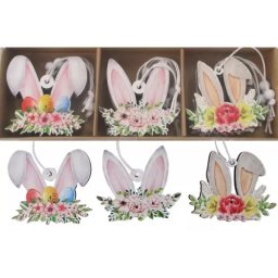 Decor iepuraș din lemn - de agățat, set de 9, 5 cm